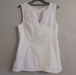 Lilly Pulitzer white sleeveless applique top